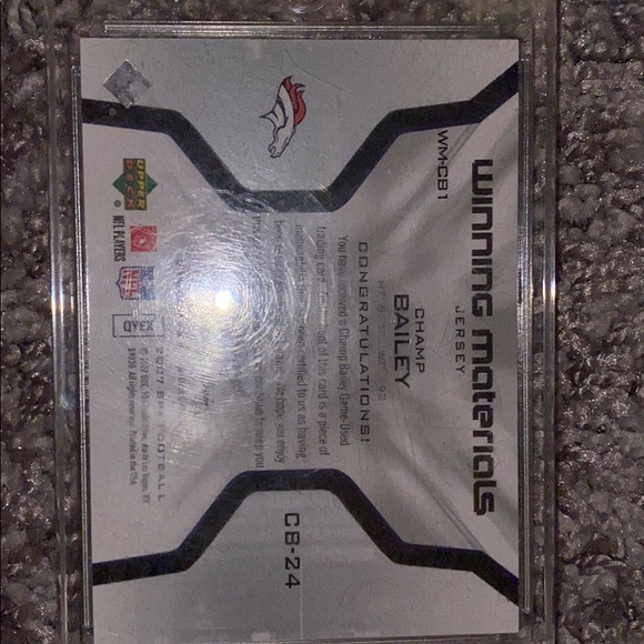 Champ Bailey trading card with used jersey piece - Picture 2 of 2